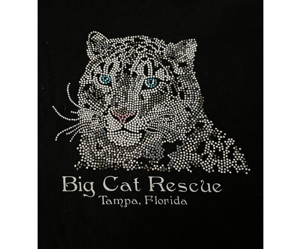 Big Cat Rescue Jeweled Black T-shirt Tiger King Carol Baskin Women's Size 2XL